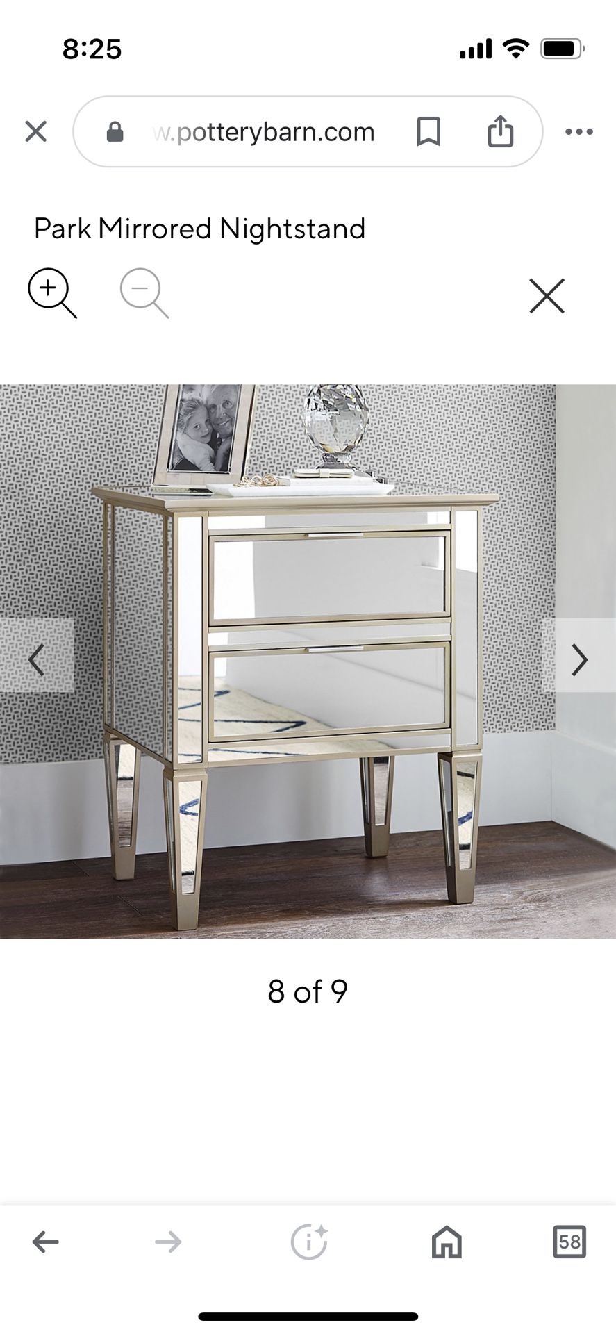 Pottery Barn Park Mirrored Nightstand