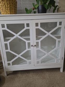 White Glass Door Accent Cabinet