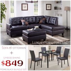 New Home bundle black sofa and dining