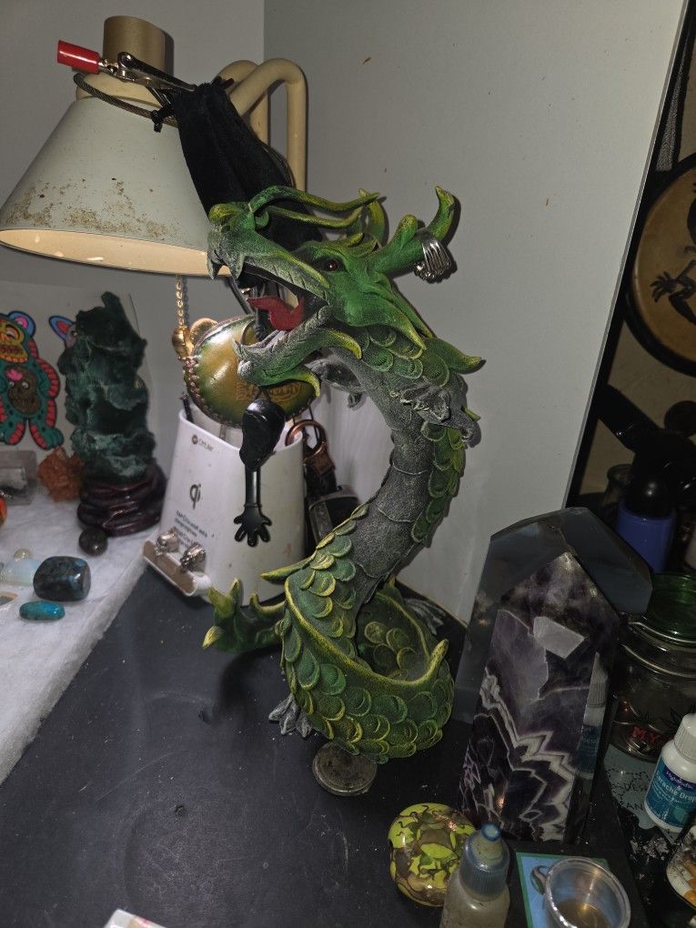 Hand carved wooden dragon