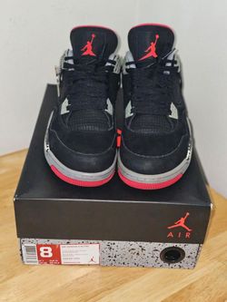 Used Size 8 Jordan 4 Red Bred Release 2012 OG Box And Charm
