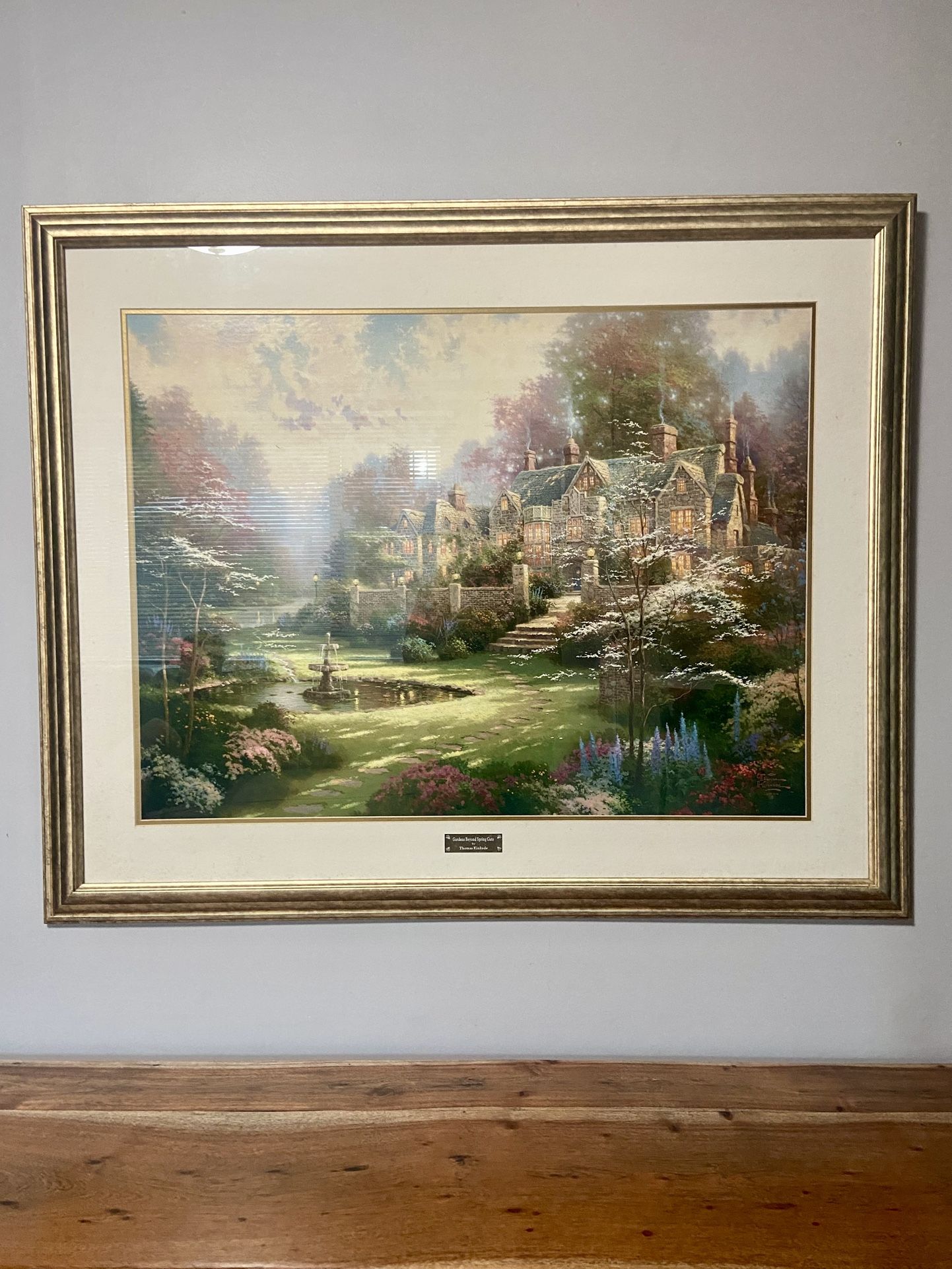 Gardens Beyond Spring Gate by Thomas Kinkade - Signed Print - Gorgeous Large Framed Artwork