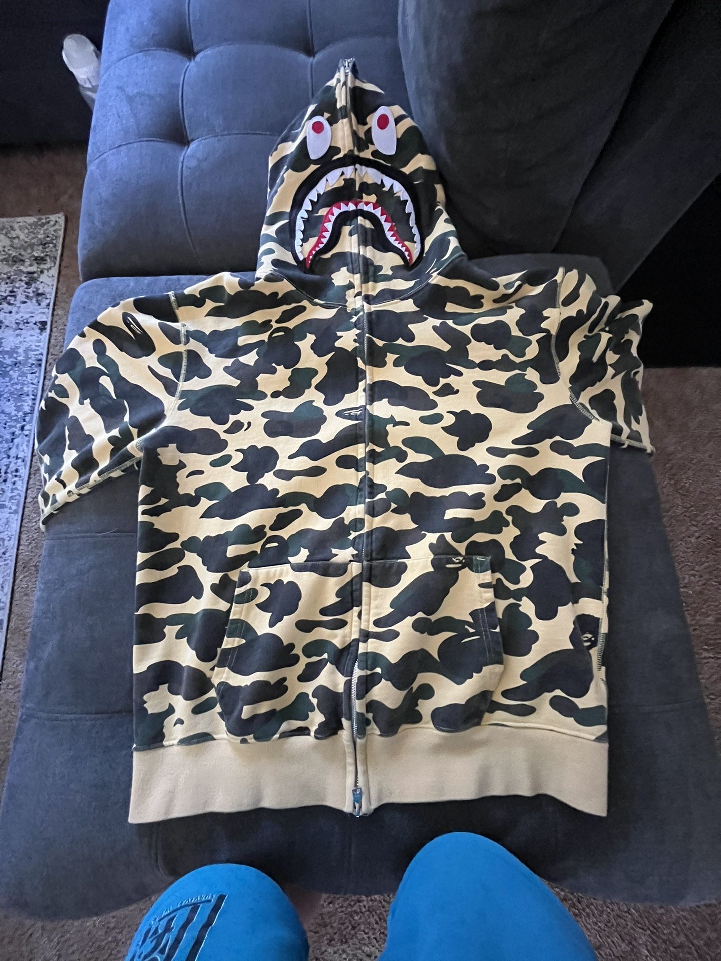 BAPE 1st Camo Shark Full Zip Hoodie 'Yellow'