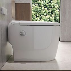 Compact Elongated Smart Toilet Bidet 1.28 GPF in White with Auto Flush, Filter, Dryer, UF Heated Seat for Small Bathroom