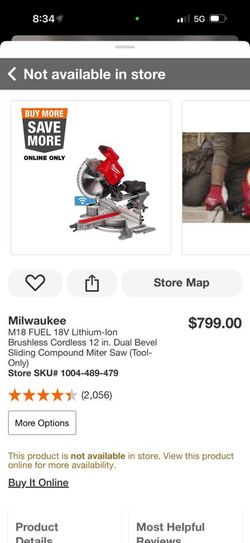 Milwaukee 2739-20 M18 FUEL 12 in Dual Bevel Sliding Compound Miter Saw Tool-Only