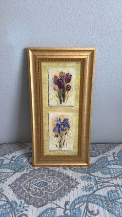 Framed Tulip and Iris Botanical Wall Art