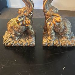 Vintage Ronson Elephant Bookends - Antiqued Bronze - GORGEOUS!