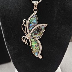 Abalone Butterfly Necklace 