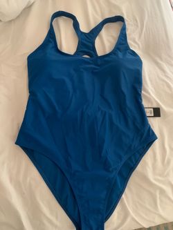 Blue Scoop Neck Swimsuit