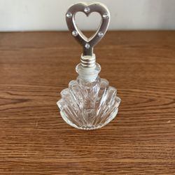 Glass Perfume Bottle W/Heart Shaped Lid