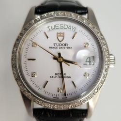 Vintage Tudor Prince Date+Day Ref.94613 Automatic Diamond Dial & Bezel Watch