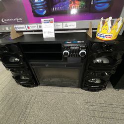 Premium speaker tv stand w/fireplace