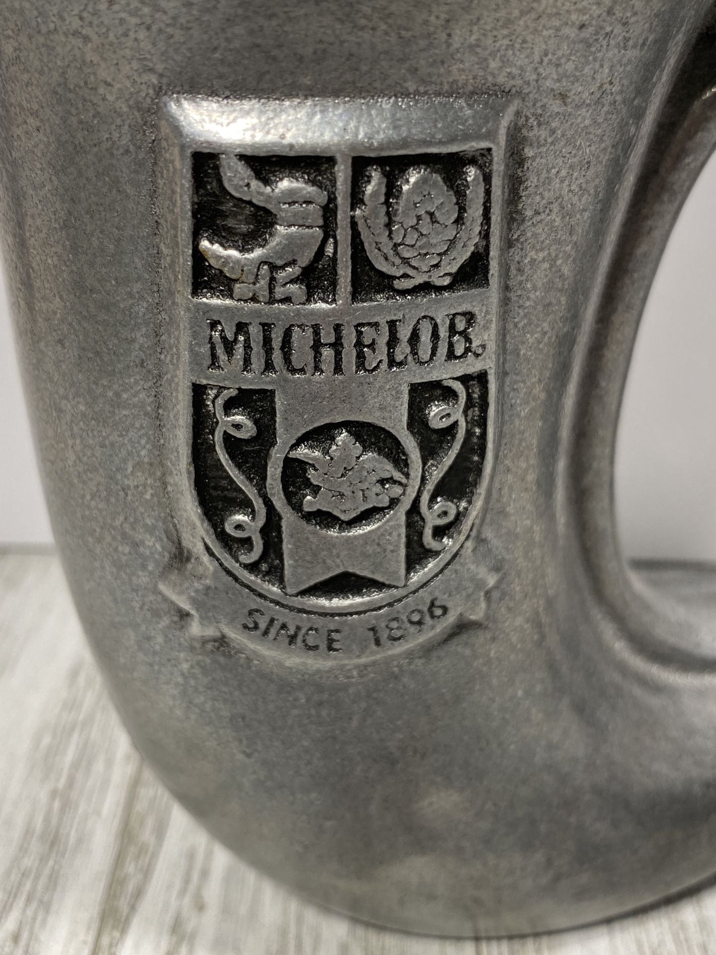 Michelob Pewter Beer Stein / Mug Horn Shaped