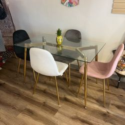 Gold Velvet Glass Dining Set Pick A Color 