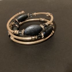 SilverTone And Blue Spiral Bracelet 