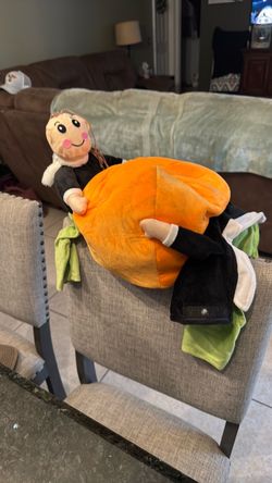 Small Pumpkin carrying dog costume