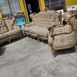 Vintage set furniture 2 sofas and 2 chairs French Louis XV style use Good Condition stunning 