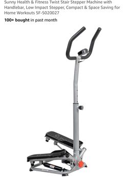 Sunny Health & Fitness Twist Stair Stepper Machine with Handlebar, Low Impact Stepper, Compact & Space Saving for Home Workouts SF-S020027
