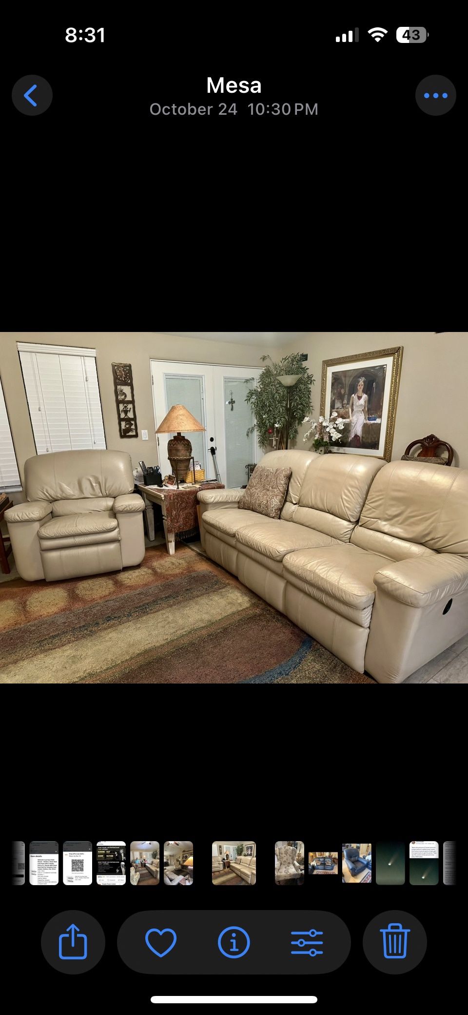 SOFA La-Z-Boy leather 3 Seat sofa, And Recliner