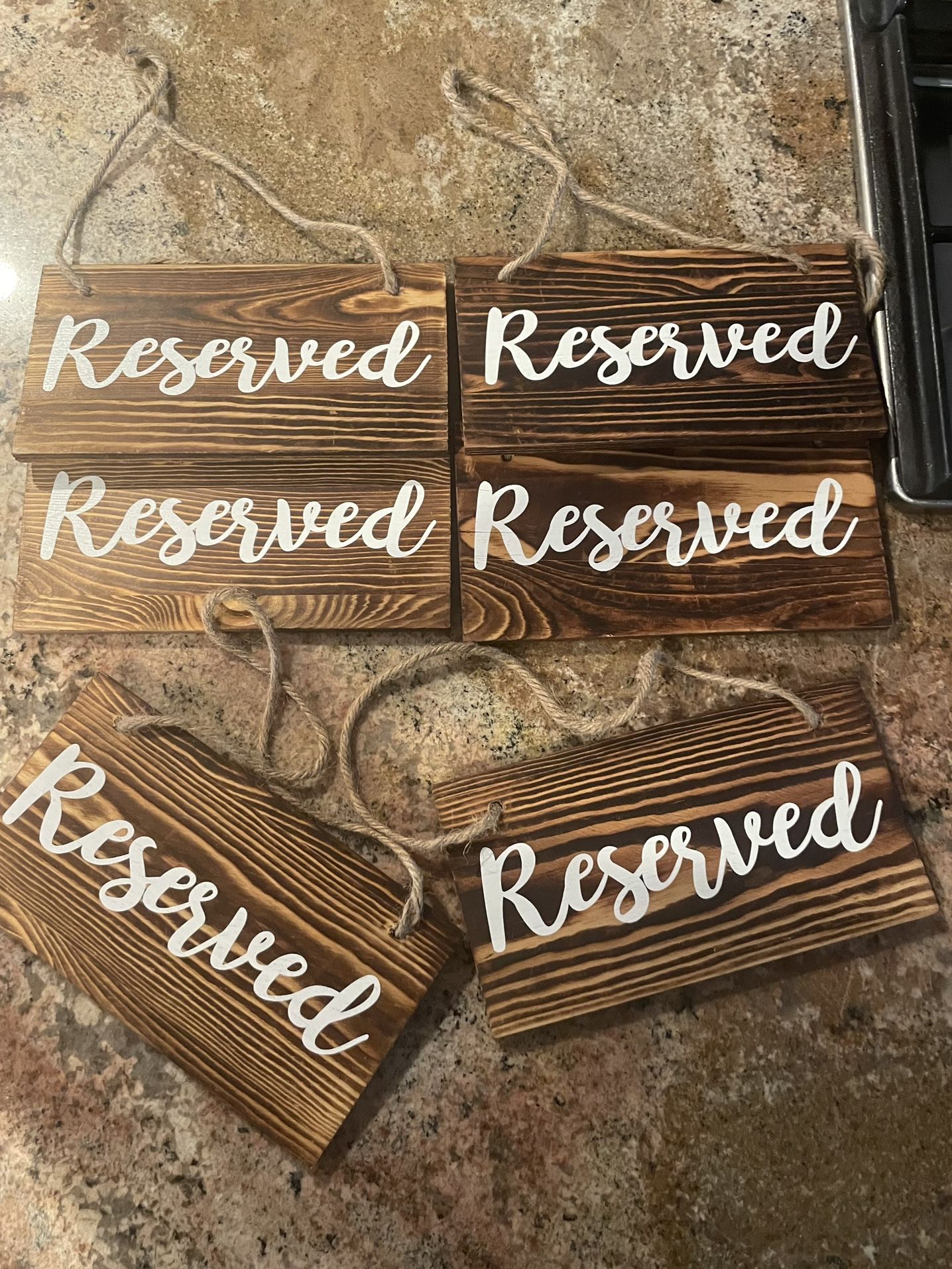 6 Wooden Reserved Wedding Party Signs