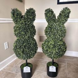 My Texas House 35” Topiary Easter Bunny Shrub Tree, Set of 2