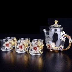 Brand New -  Tea Set European Flower Shape 6 Cups and teapot 