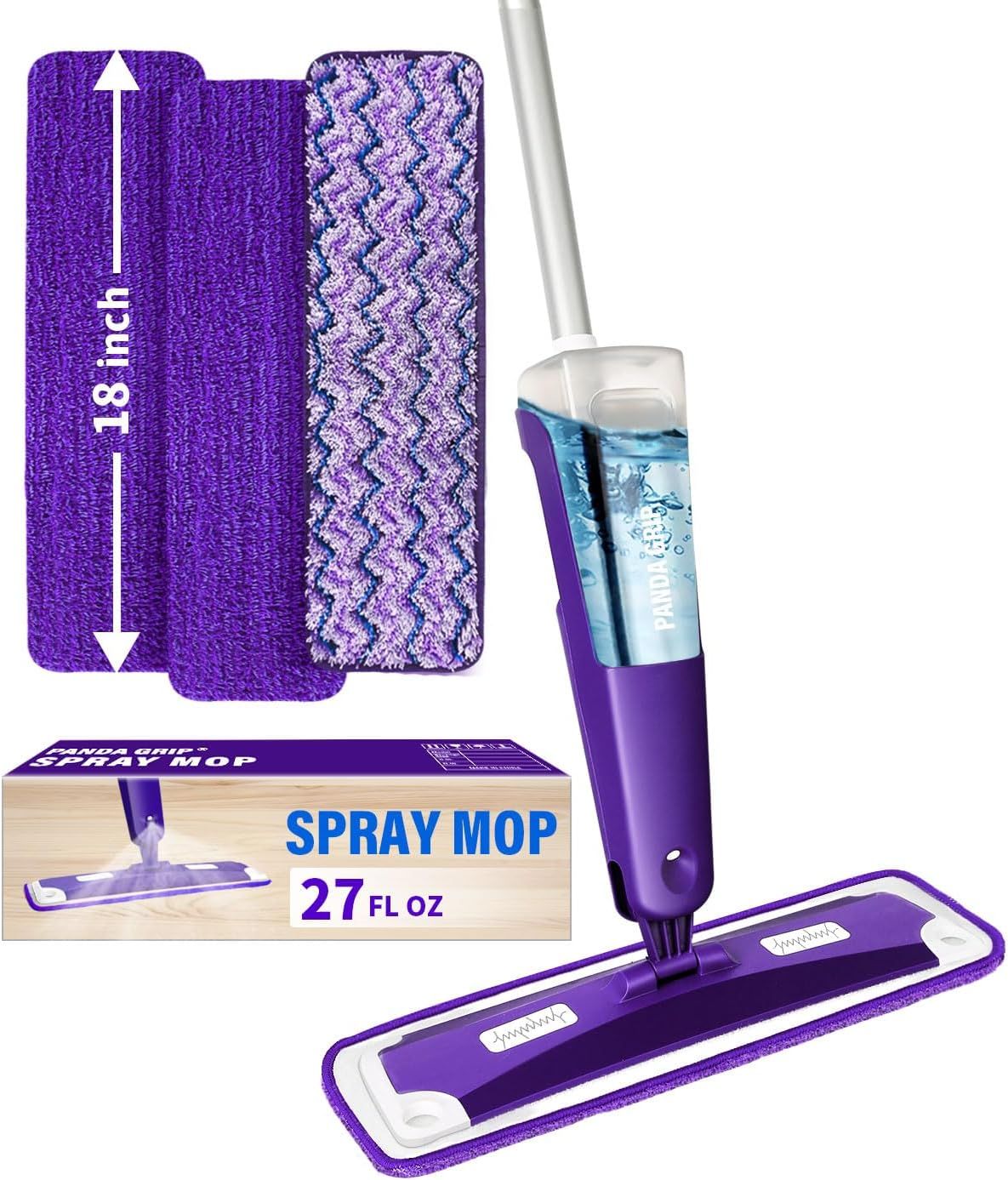 Mops for Floor Cleaning, Wet and Dry Spray Mop with Refillable Spray Bottle and 3 Washable Microfiber Pads Home or Commercial Use Flat Mop for Hardwoo