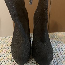 Black Rhinestone Booties 