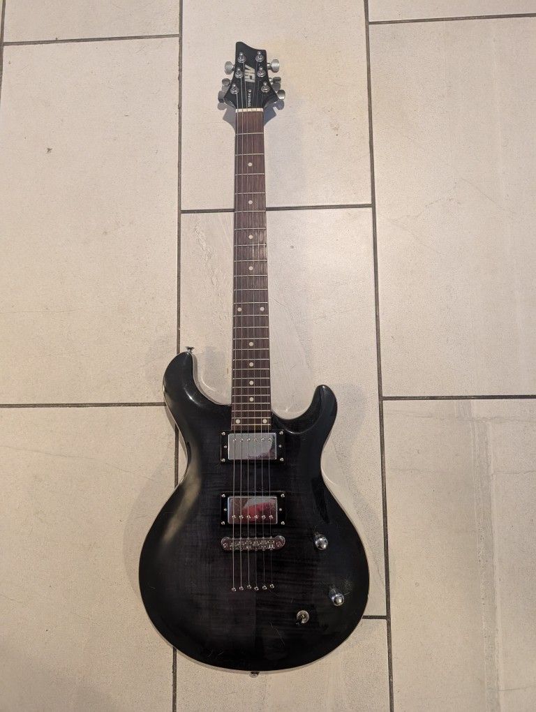 Transparent black electric guitar