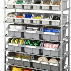Brand New In Box 22 Bin Rack 7 Shelf Organize Storage System 