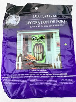 Halloween Monster Face Door Cover 30x72 In