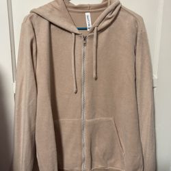 Khaki Beige Zip Up Sweater New Medium 