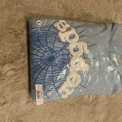 Real sp5der hoodie, BLUE SKY, LARGE. Still sealed, 100% Cotten