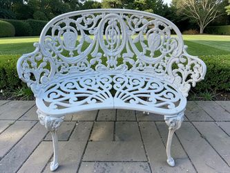 Ornate Victorian Cast Iron Garden Bench - 37x20x31