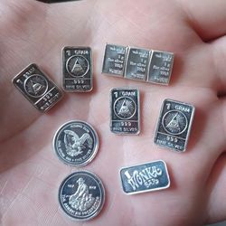 Random 2g Silver Specialty Bars / ROUNDS .999 Fine Silver 