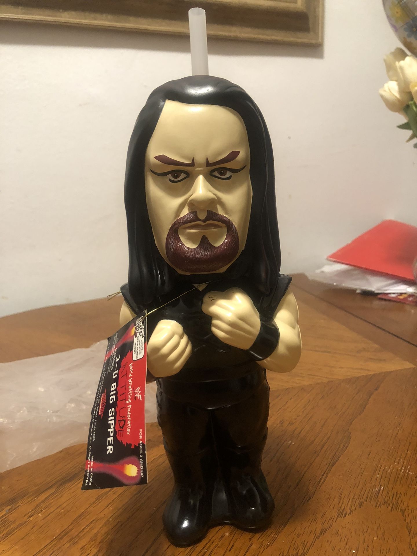 WWF Wrestling The Undertaker 1998 11” Water Bottle Container Attitude Era VNTG