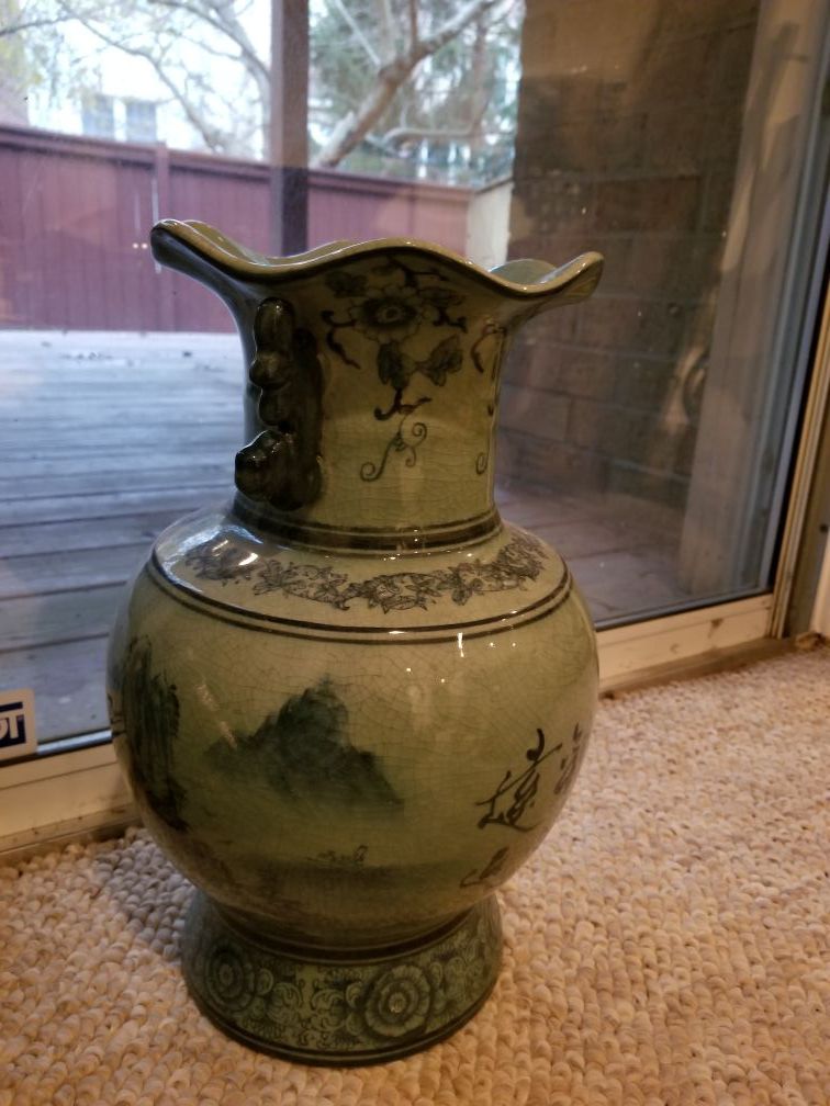 Asian inspired porcelain vase