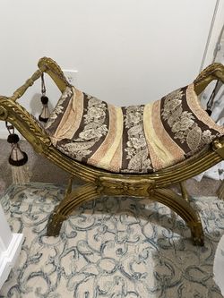 Giltwood Bench With Pillow