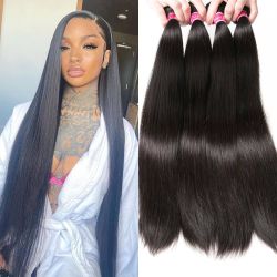 12A Straight Bundles Human Hair (22 24 26 28 Inches, Straight 4 Bundles) 100% Unprocessed Brazilian Virgin Straight Human Hair Bundles Natural Color R