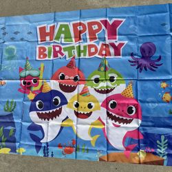 4x6 Birthday Party Banner Baby Shark New!