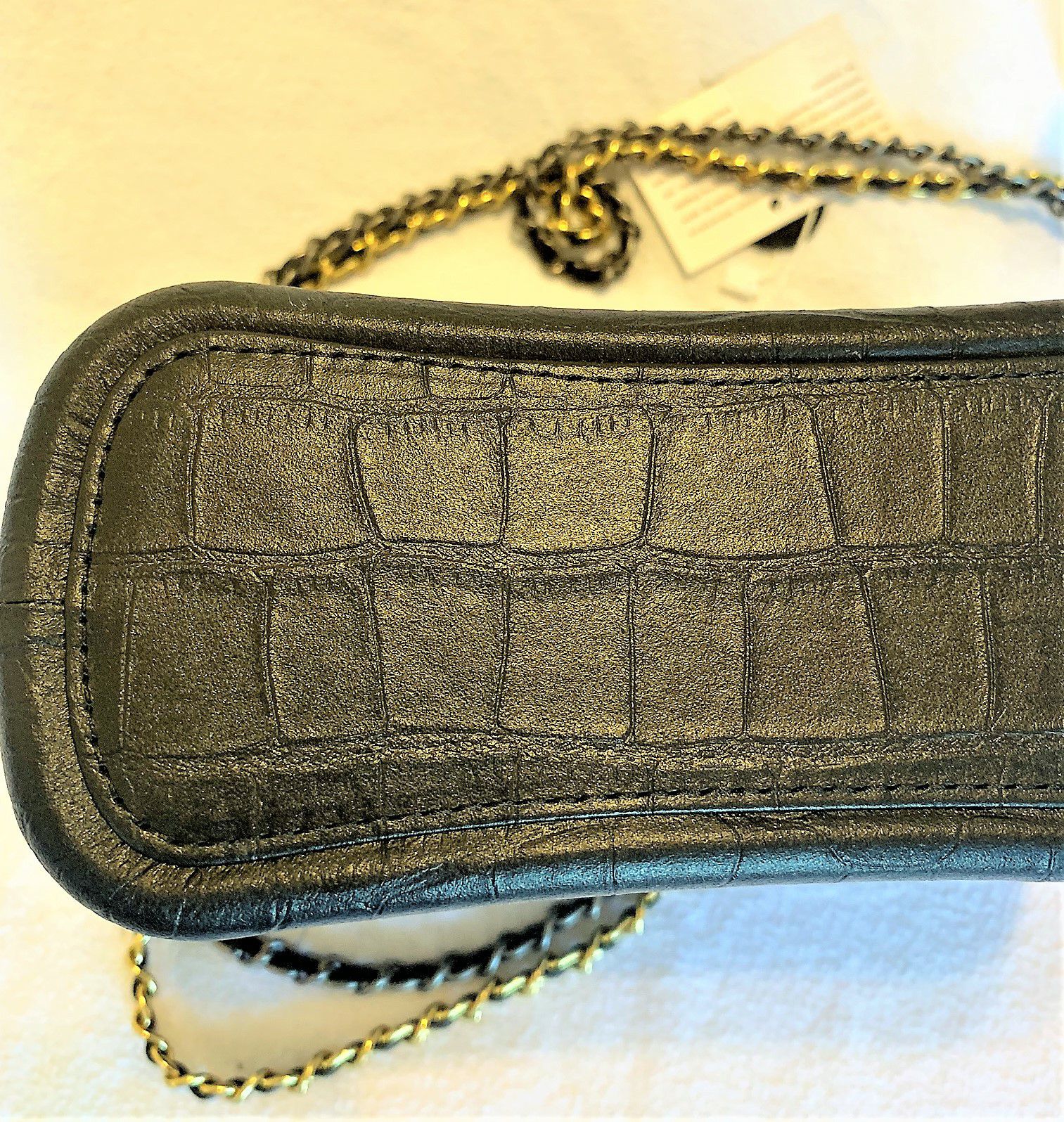 CHANEL Gabrielle Hobo Bag Crocodile Embossed Calfskin Gold/Silver