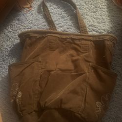 Thirty-One Brown Corduroy 100% Cotton Retro Metro Purse Bag Tote