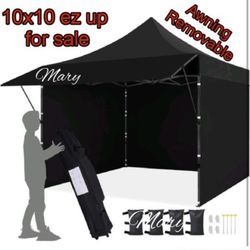 10×10ft Outdoor Pop-up Canopy Tent with Adjustable Awning, White10×10ft Outdoor Pop-up Canopy Tent with Adjustable Awning, White