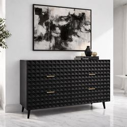 6 Drawer Dresser with Diamond Pattern,  Storage Cabinet TV Stand,  G-1