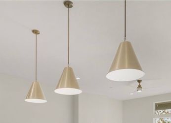NEW - Three Brass Pendant Lights