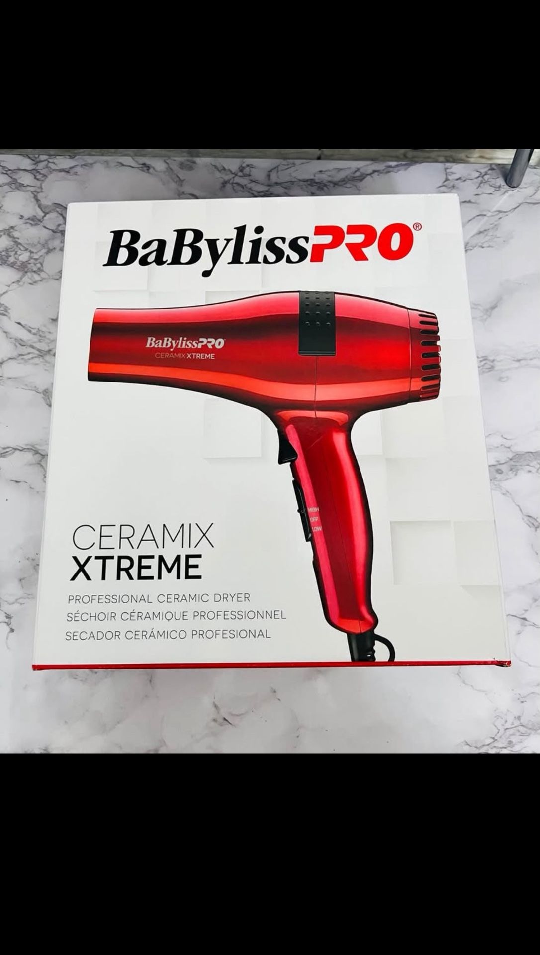 BABYLISS PRO CERAMIX XTREME 2000 WATT CERAMIC HAIR BLOW DRYER RED Nozzle NEW!