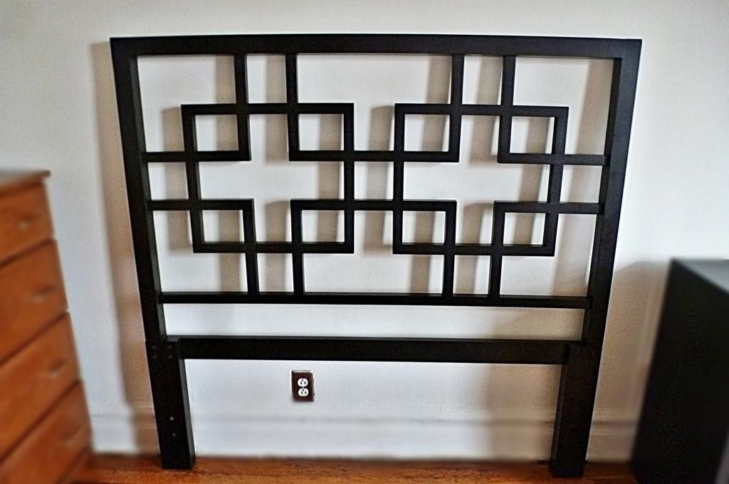 West Elm Geometric Squares Tall Wood Headboard for Full Bed Frame