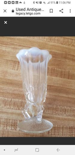 Antique Northwood Dugan Footed Twigs Vase Milk Glass Top