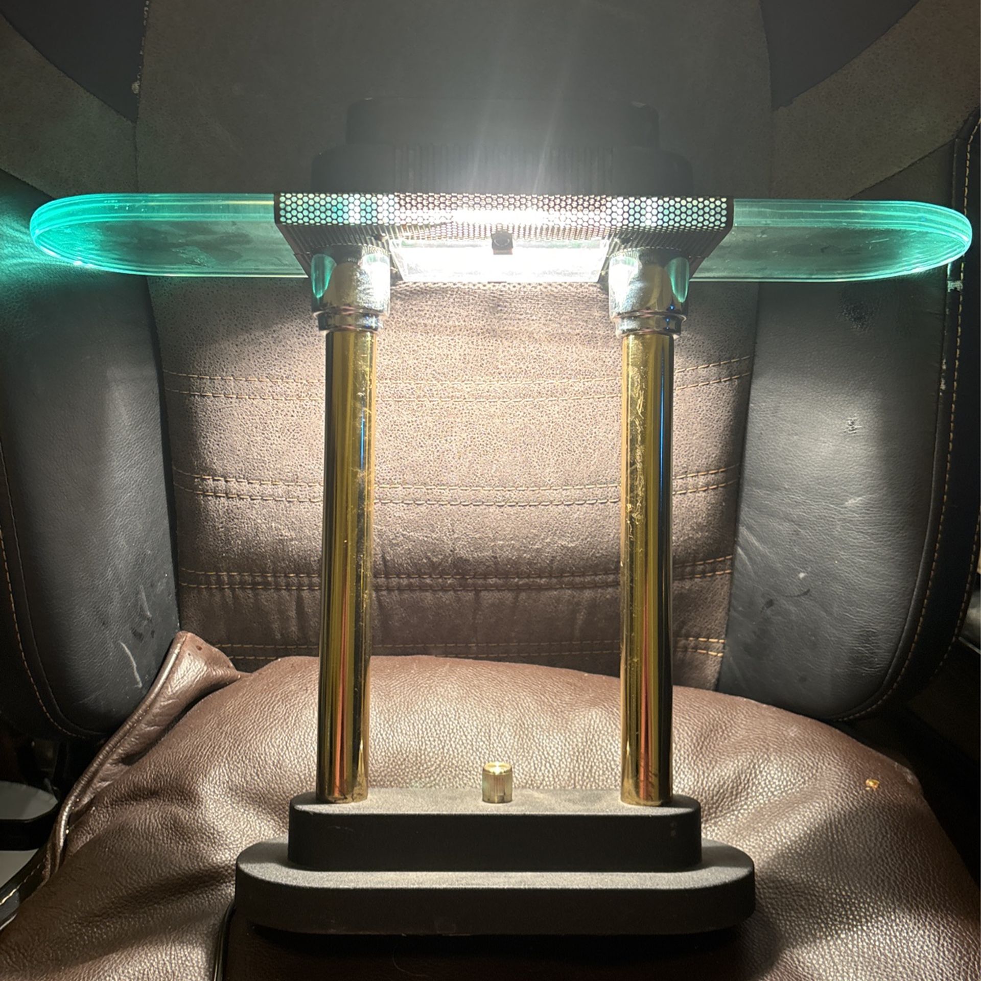 Vintage Robert Sonneman Desk Lamp-Glass & Metal-Solid-with Adjustable lighting Ledu Desk Lamp - 1 X 100 W Halogen Bulb - Brass - Brass - Black (L9074