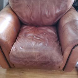 Two Piece Sofa Set Leather Brown